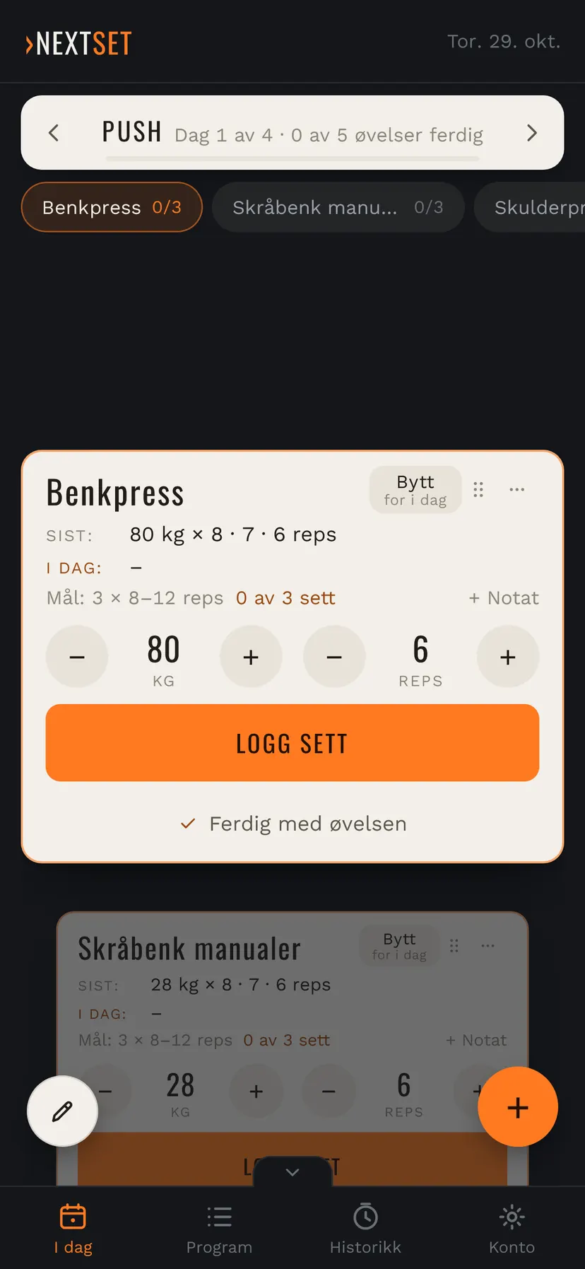 NextSet I DAG med fargen Glør og bakgrunnen Mørk/Lys